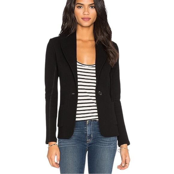 Standard Jame Perse Shawl Collar Cotton Knit Blazer in Black size 3 (Large) - Picture 1 of 6